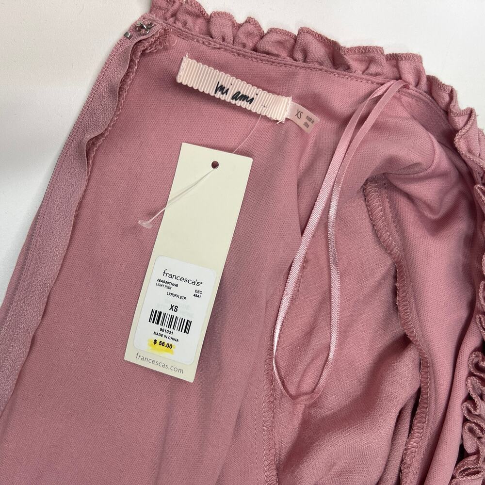 Francescas Mi Ami Mini Dress Talia Dusty Pink Ruffle Trim Size Extra Small NEW - Picture 11 of 12